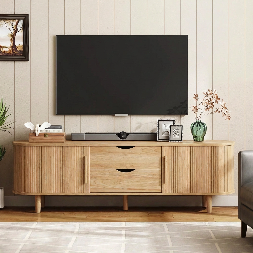 TV Stand with Storage Shelves