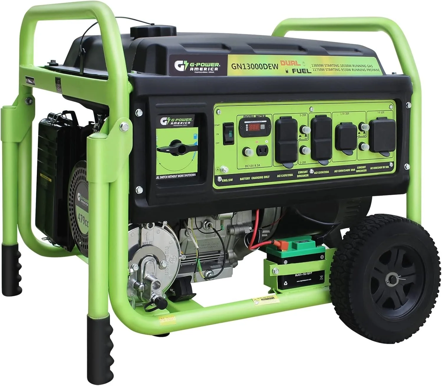 13,000W Dual Fuel Portable Generator, Powered by Gas or Propane, Electric Start, Home Backup & RV Readys. - Image 6