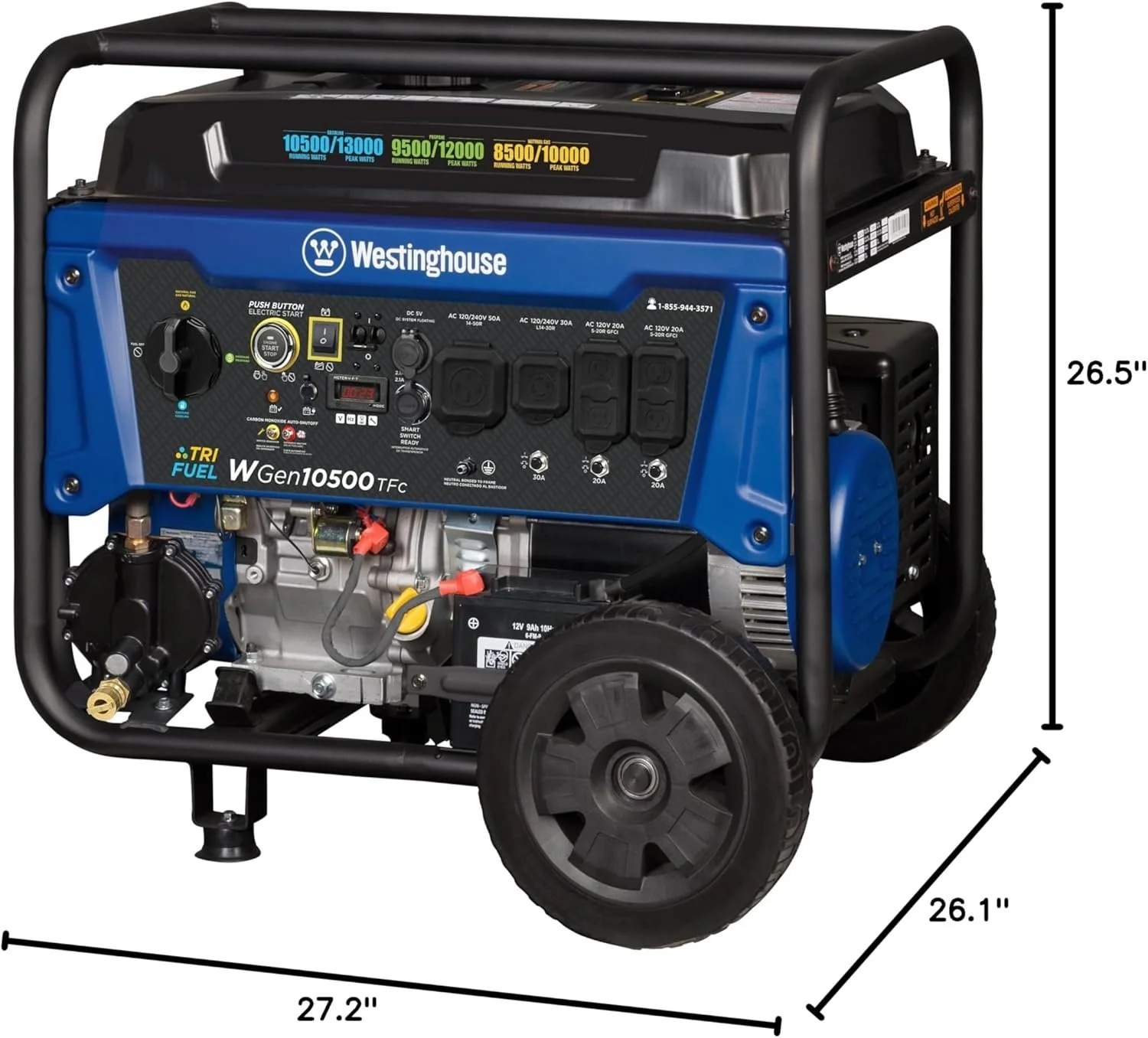 Westinghouse 13,500 Peak Watt Dual Fuel Portable Generators. - Image 2