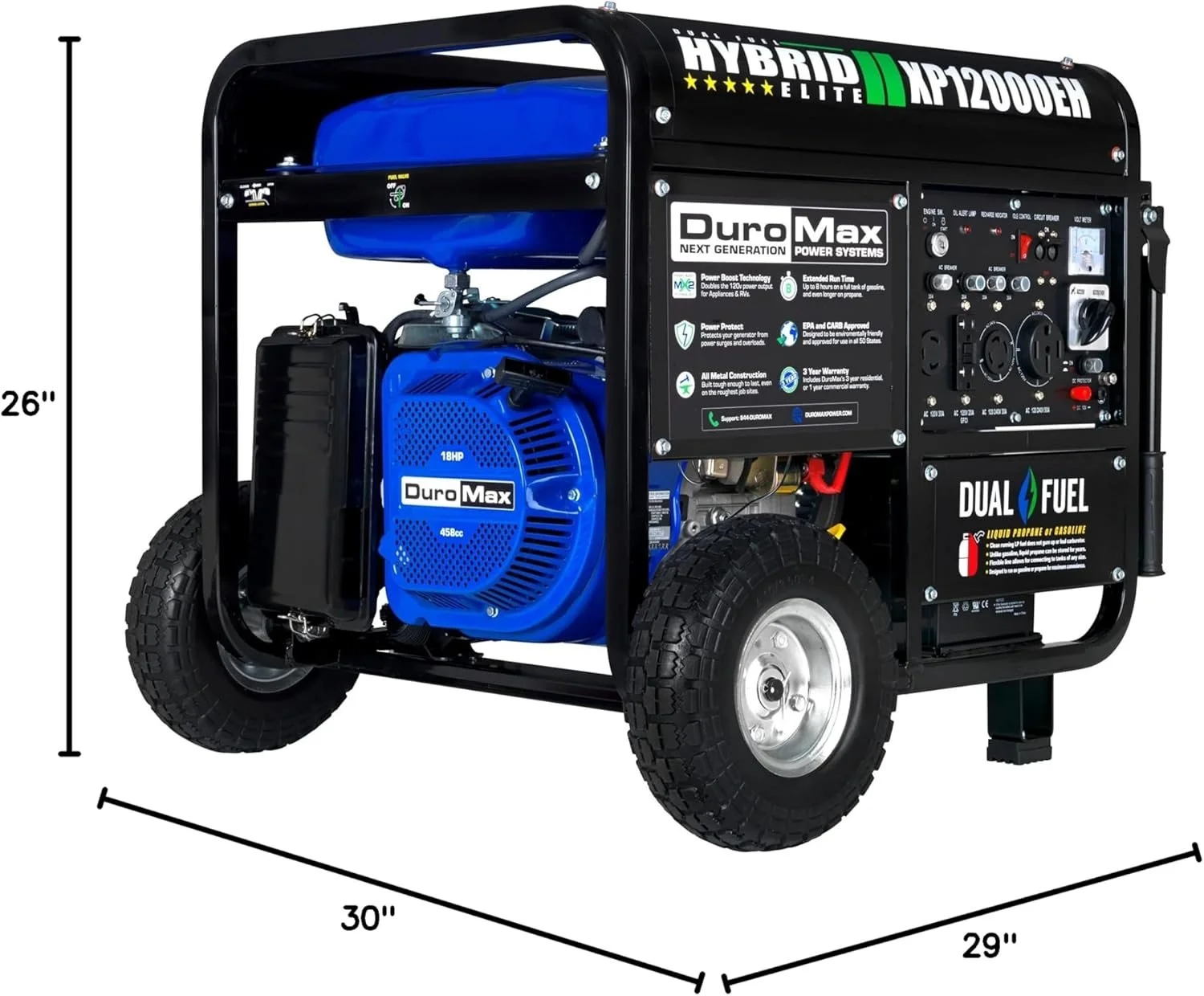 DuroMax XP12000EH 12,000 Watt Dual Fuel Portable Generators. - Image 2