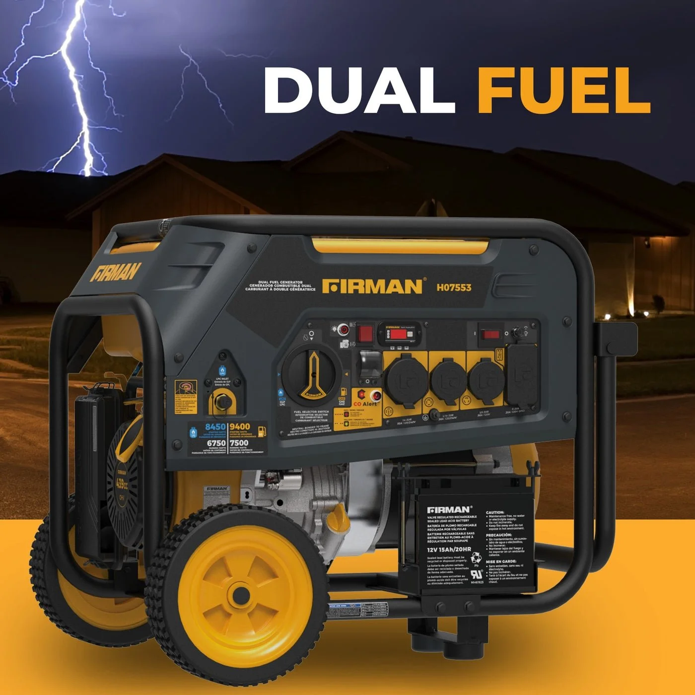 Firman H07553 7500/9400W Dual Fuel Generators. - Image 3