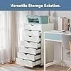 OLIXIS 7 Drawer Mobile File Cabinet Under Desk Storage Organization with Wheels Vertical Filing Chest Rolling Wood Small Desk Printer Stand for Home Office, 15.75″D x 18.74″W x 34.25″H, White - Image 2