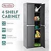 Sterilite 4 Shelf Cabinet, Heavy Duty and Easy to Assemble Plastic Storage Unit, Organize Bins in the Garage, Basement, Attic, Mudroom, Gray, 1-pack - Image 4