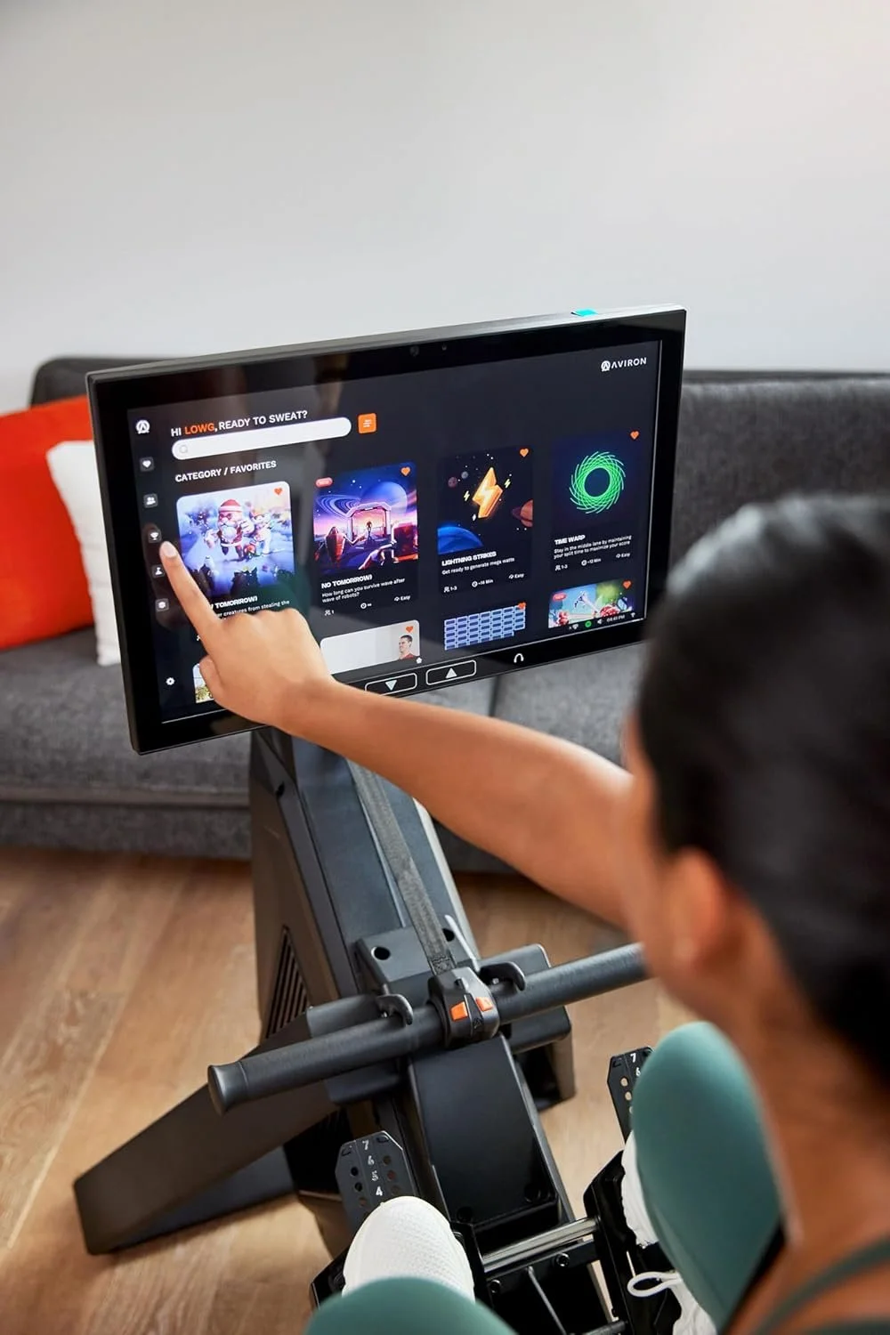 Aviron Strong Series Rower: 22″ HD Touchscreen, Dual Air & Magnetic Resistances up to 100 lbs. Game-Based Workouts, Streaming, Compact Designs - Image 3