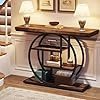 Tribesigns 41.3″ Console Table, Industrial 4-Tier Sofa Table Entryway Table with Circle Base, Narrow Wood Accent Tables with Storage Shelves for Living Room, Hallway, Foyer, Rustic Brown - Image 2
