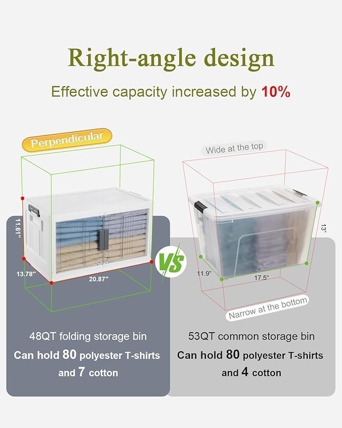 OlarHike 144QT Lockable Storage Bins with Lids – Folding Storage Cabinet with Doors and Wheels, Collapsible Plastic Box for Closets, Office, Stackable Organizer and Containers, Gifts, 3 Pack Cubes - Image 2