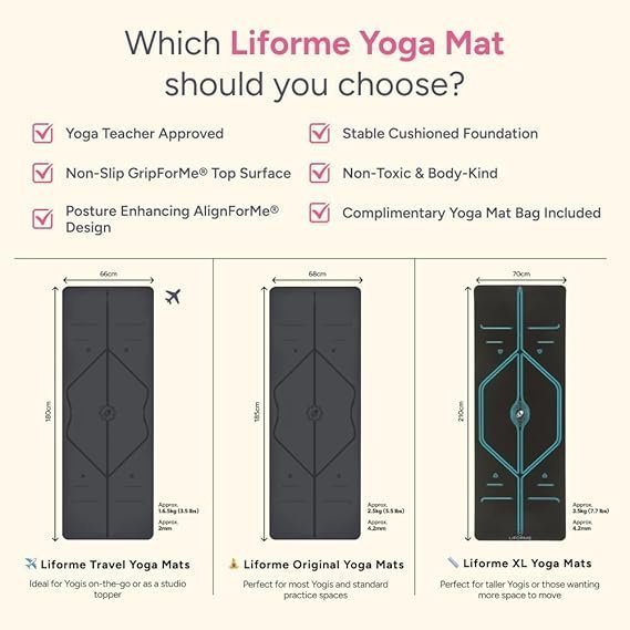 Liforme Original Yoga Mat – Free Yoga Bag Included – Patented Alignment System, Warrior-like Grip, Non-slip, Eco-friendly, sweat-resistant, long, wide, 4.2mm thick mat for comfort Visit the LIFORME Store - Image 3