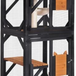Aivituvin Cat House Window Catio Outdoor Cat Enclosure Mobile Kitty Shelter on Wheels Pet Cage with Resting Box,Hammocks,Waterproof Cover