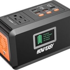 HOWEASY Portable Power Station,120W(240W Peak) Solar Generator,88Wh Lithium Battery Power with 110V AC Outlet/DC/USB/LED Light for Outdoor Camping Trip Hunting Emergency(Solar Panel Optional)