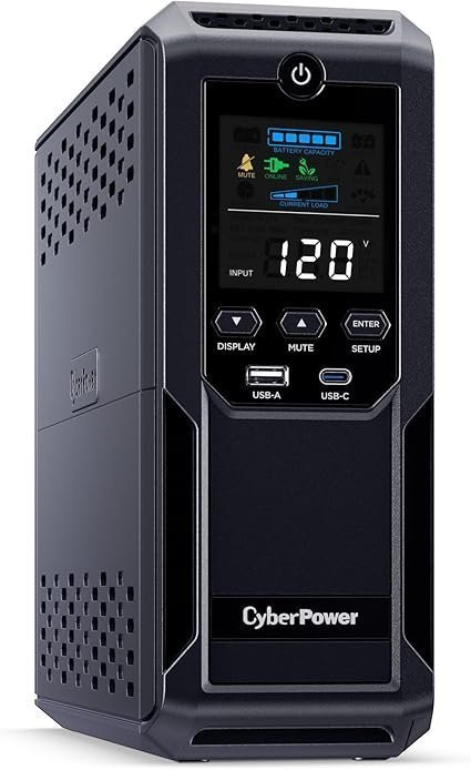 CyberPower CP1500AVRLCD3 Intelligent LCD UPS System, 1500VA/900W, 12 Outlets, 2 USB Ports, AVR, Mini Tower, Black - Image 3