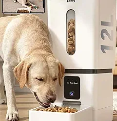 Automatic Dog Feeder Large Breed with Camera – 12L/50 Cups 5G WiFi App Control Dog Food Dispenser, Easy Setup, HD 1080P Video with Night Vision by Yakry