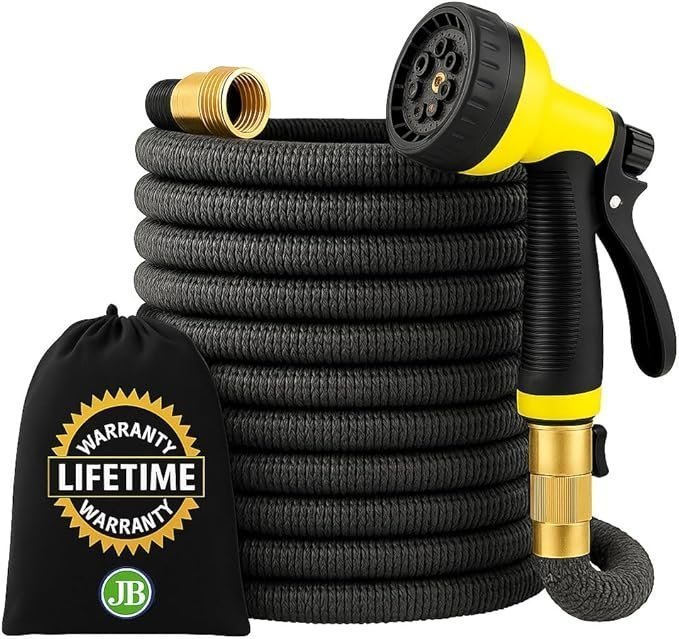 J&B XpandaHose 150ft Expandable Garden Hose – Ultra-Strong 3750D, 4-Layer Latex Core, Brass 3/4″ Connectors, 10-Pattern Nozzle & Storage Bag – Lightweight, Kink-Reducing, Leak-Resistant - Image 4