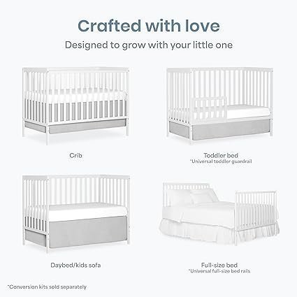 Delta Children Essex 4-in-1 Convertible Baby Crib, Bianca White with Natural Legs - Image 3