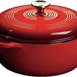 Lodge Essential Enamel Cast Iron Dutch Oven – Perfect for Bread Baking, Braising, Marinating & Slow Cooking – Features Moisture-Sealing Lid & Dual Handles – Kitchen Essentials – 6 Quarts – Island Spice Red