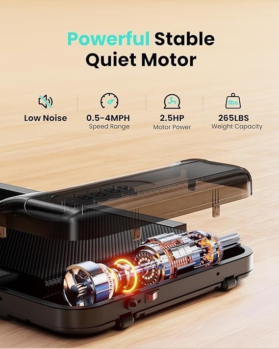 Abonow Walking Pad, Under Desk Treadmill with Incline for Home Office 2.5HP Portable Walking Treadmill with 265 Lbs Weight Capacity Walking Machine, Remote Control, LED Display - Image 3