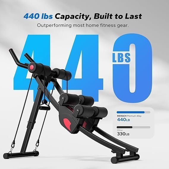 MERACH Ab Machine, Adjustable Ab Trainer Machine, AB Workout Equipment for Home Gym, Independent Dual Tracks for Mountain Climber, Foldable for Home Exercise, Load Capacity 440 LBS - Image 2
