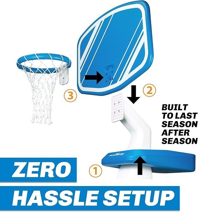 GoSports Splash Hoop Swimming Pool Basketball Game, Includes Poolside Water Basketball Hoop, 2 Balls and Pump – Choose Your Style - Image 3