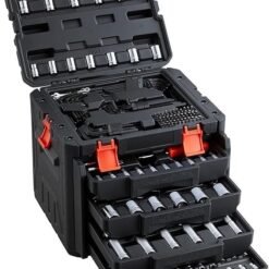 VEVOR Mechanics Tool Set and Socket Set, 1/4″ 3/8″ 1/2″ Drive Deep and Standard Sockets, 450 Pcs SAE and Metric Mechanic Tool Kit with Bits, Combination Wrench, Hex Wrenches, Accessories, Storage Case