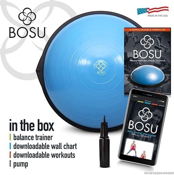 Bosu Balance Ball Exercise Trainer, Home Gym Equipment w/Guided Workouts & Pump, 26″ Inflatable Fitness Platform for Strength Training, Standing, Balancing, and Core Workout - Image 3