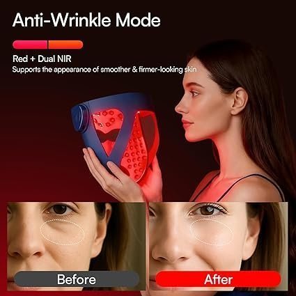 INIA Glow 4D Wireless Red Light Therapy Mask for face – Dual NIR, 320 LEDs, 4 Modes, Under-Eye Cooling, Cordless & Rechargeable LED Face Mask for Home & Travel, Skincare Gifts for Women Mom Wife, Blue - Image 3