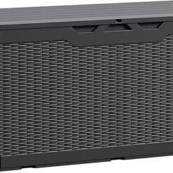 Devoko 100 Gallon Waterproof Large Resin Deck Box Indoor Outdoor Lockable Storage Container for Patio Furniture Cushions Garden Tools (100 Gallon, Black)