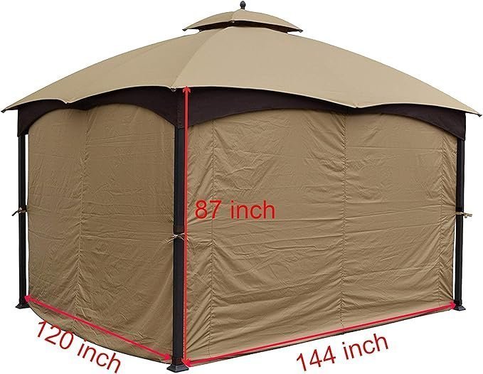 APEX GARDEN Four-Side Privacy Side Wall Curtain Set for 10-ft x 12-ft Gazebo (Beige) - Image 4