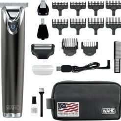 WAHL USA Stainless Steel Lithium Ion 2.0+ Slate Beard Trimmer for Men – Electric Shaver, Nose Ear Trimmer, Rechargeable All in One Men’s Grooming Kit – Model 9864