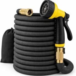 J&B XpandaHose 150ft Expandable Garden Hose – Ultra-Strong 3750D, 4-Layer Latex Core, Brass 3/4″ Connectors, 10-Pattern Nozzle & Storage Bag – Lightweight, Kink-Reducing, Leak-Resistant