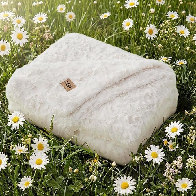 UGG Adalee Faux Fur Throw Blanket for Couch, Cozy Soft Blanket for Bed or Chair, Giftable Fluffy Throw, Machine Washable, Luxury Spring Home Decor, 50-inch x 70-inch, Natural White - Image 4