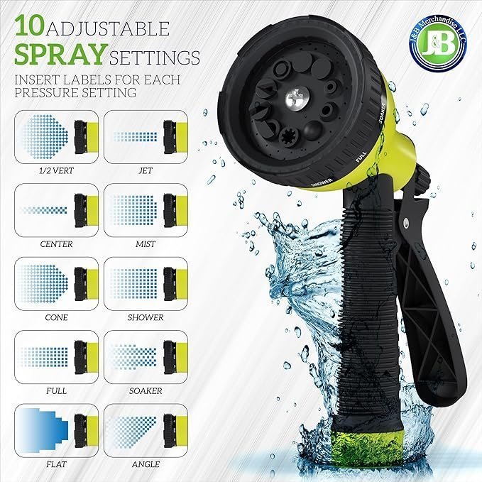 J&B XpandaHose 150ft Expandable Garden Hose – Ultra-Strong 3750D, 4-Layer Latex Core, Brass 3/4″ Connectors, 10-Pattern Nozzle & Storage Bag – Lightweight, Kink-Reducing, Leak-Resistant - Image 2