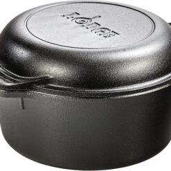 Lodge Cast Iron Double Dutch Oven – Pre-Seasoned 2-in-1 Cast Iron Cookware – Pot & Skillet Combo – Even Heat Retention – Oven-Safe, Versatile Pot – 5 Quart