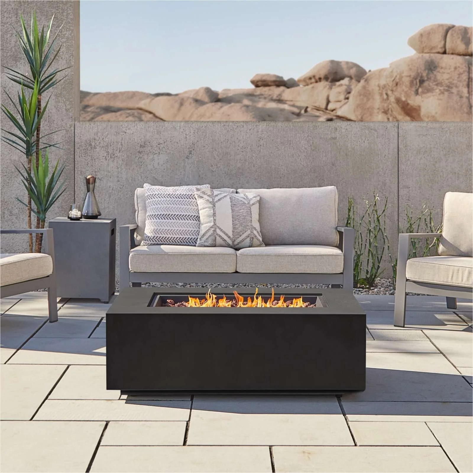 Real Flame Aegean 42″ Rectangle Propane Gas Outdoors Fire Tables - Image 4