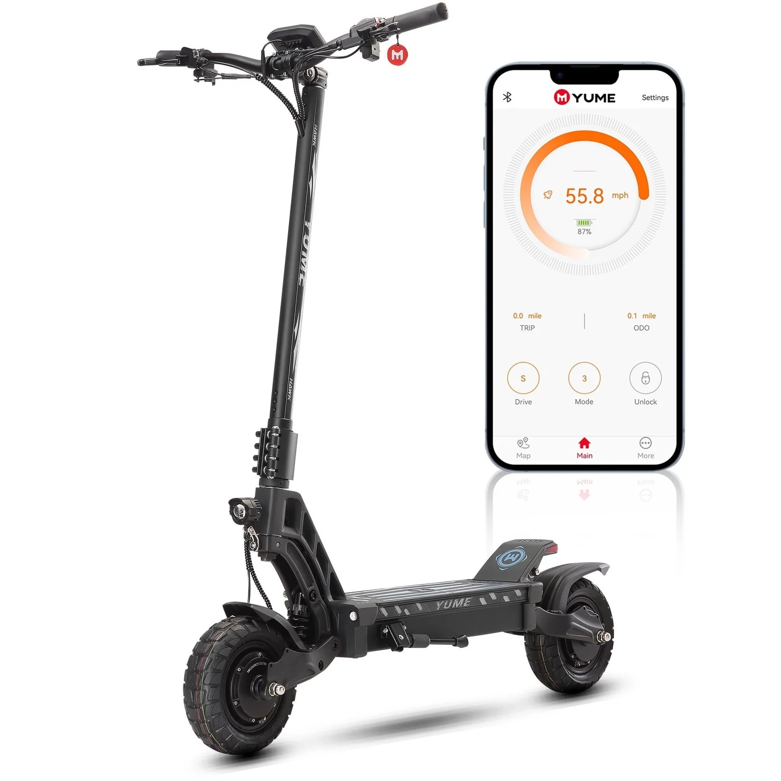 M YUME SCOOTER Hawk Dual Motor Electrics Scooters for Adults 2400W 43MPH 43Miles Long Rang E-Scooters - Image 6
