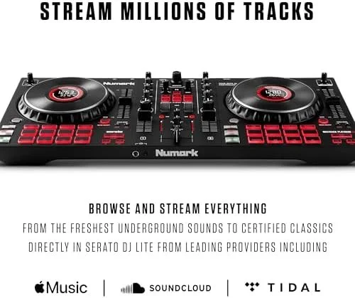Numark Mixtrack Platinum FX Serato DJ Controllers with Jog Wheel Displays, 4 Decks, Mixers, Effects Paddles and (Audio Interface) - Image 4