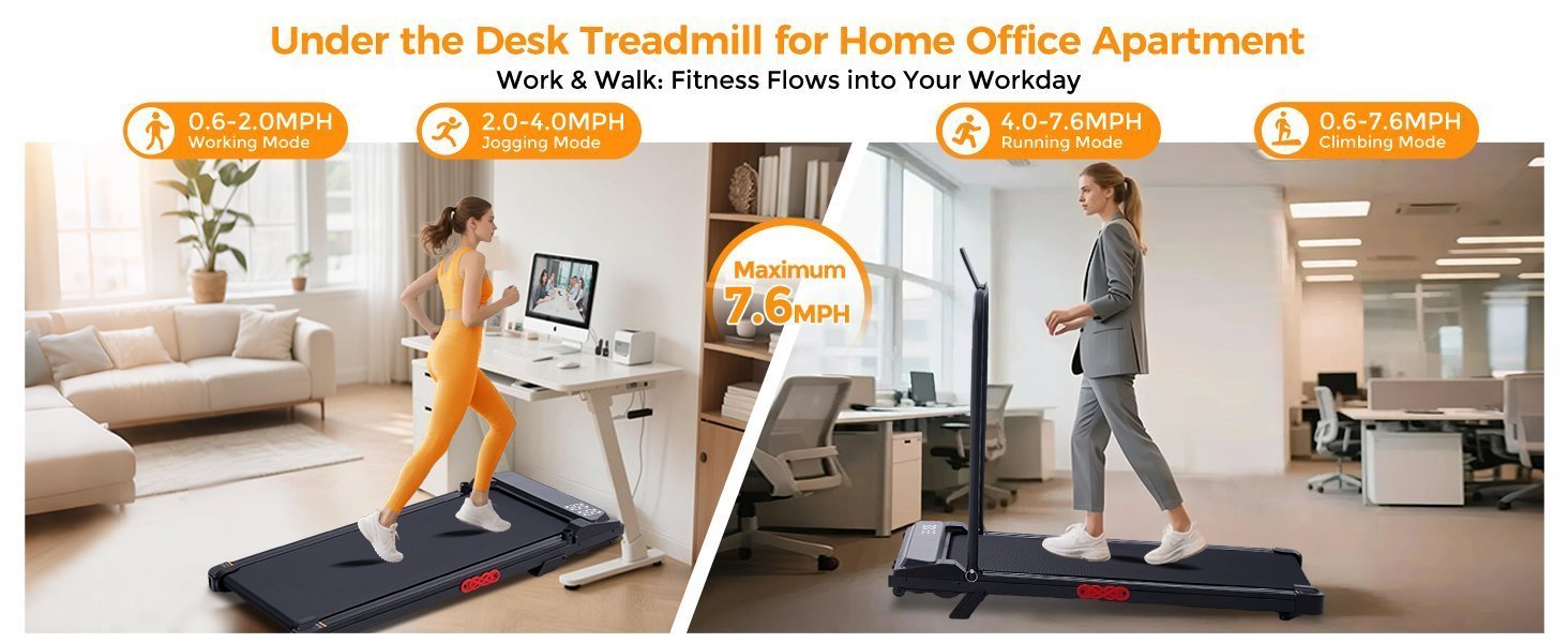 KASSADIN Walking Pad with Handle Bar, 2026 Upgrade Portable Small Treadmill with Handles for Home Small, 3.0HP Under Desk Walking Pad Treadmill with Incline, 0.6-7.6MPH, 350LBS - Image 5