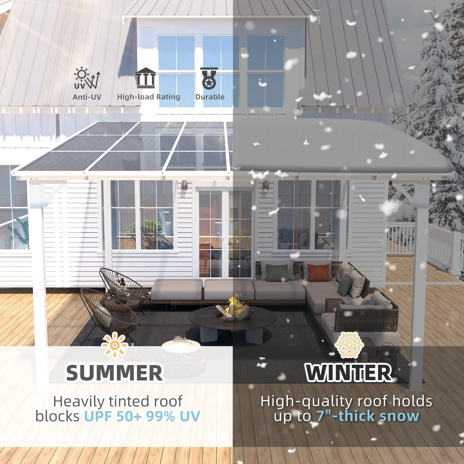 Aecojoy 12 ft x 12 ft White Aluminum Pergola with Canopys - Image 3
