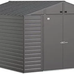 Arrow Select 10′ x 12′ Outdoor Lockable Steel Storage Shed Building, Charcoals