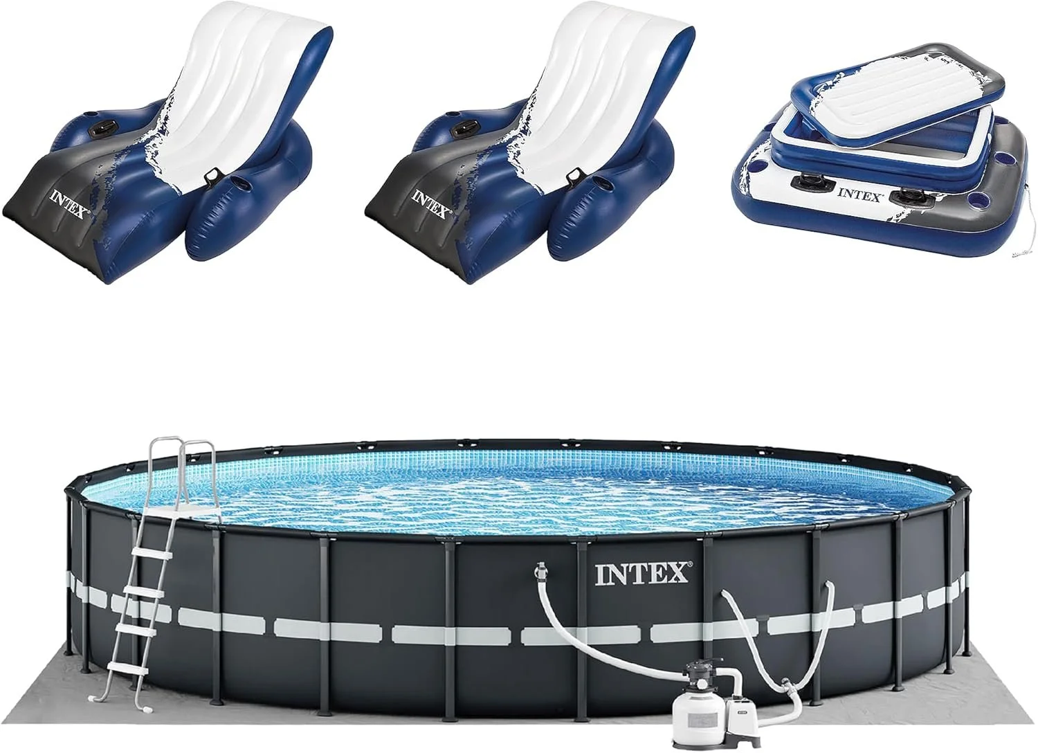 Intex Ultra XTR Round Frame Pool with Pumps, Cooler, and Floats (2 Packs) - Image 4