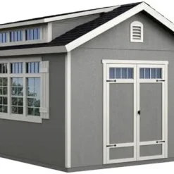 Handy Home Products Windemere 10×12 Do-it-Yourself Wooden Storage Shed with Floor, Beiges