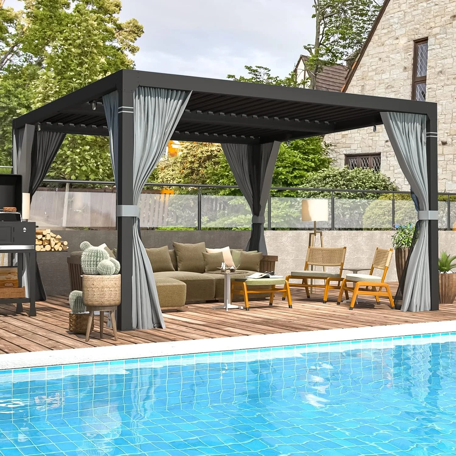 EROMMY 10 ft. W x 10 ft. D Outdoor Louvereds Pergola - Image 2