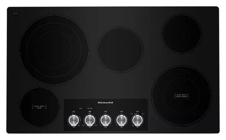 KitchenAid 36″ Electric Cooktops with 5 Elements and Knob Controls