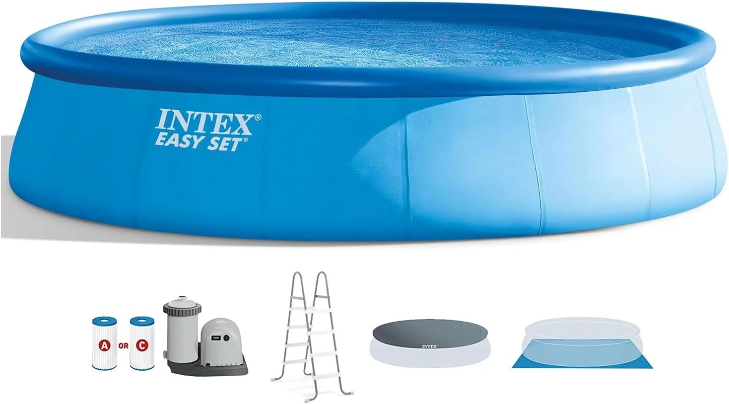 Intex 18′ x 48″ Inflatable Above Ground Swimming Pool with Ladder, Pumps - Image 4